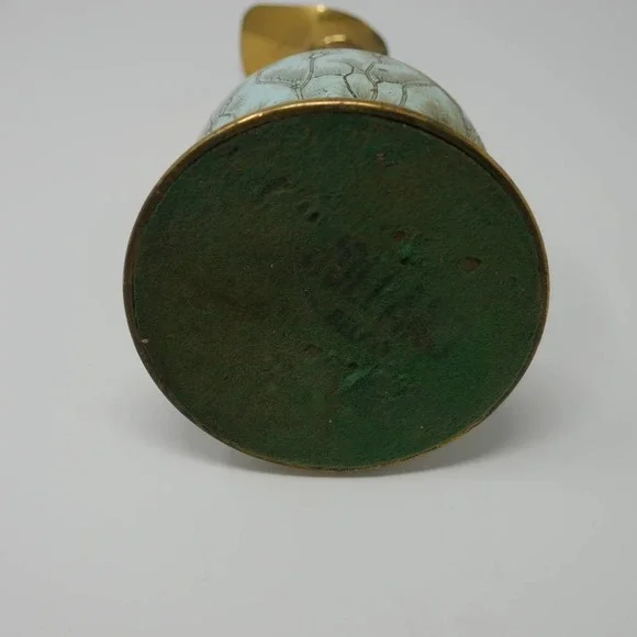 Vintage Delft Holland Brass Ewer Vase with Glazed Ceramic Base - Picture 7 of 7